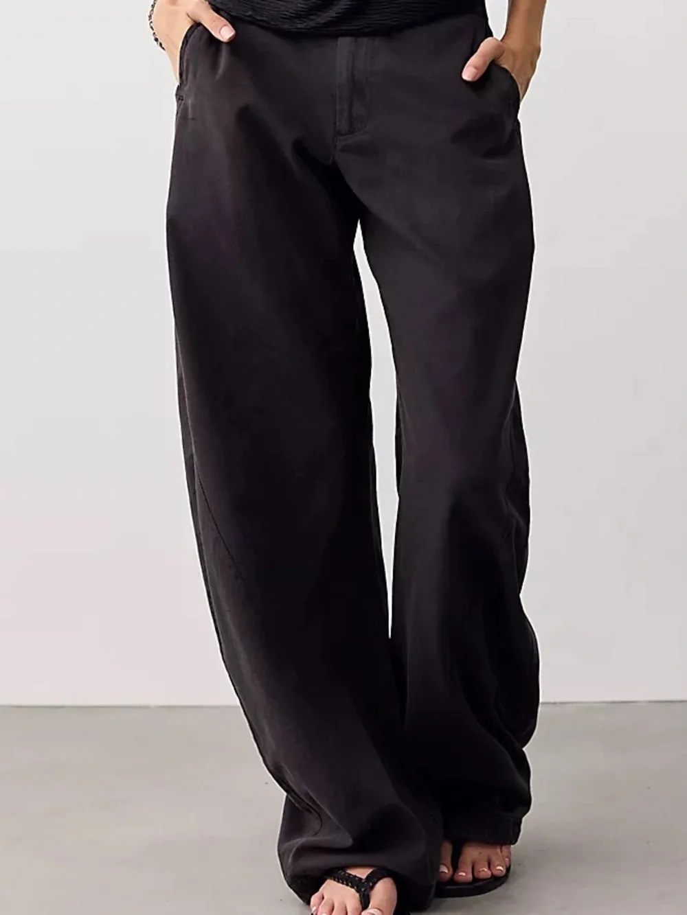 FREE PEOPLE Spotlight Washed Barrel Shape Dropped Fit Chino Trousers Sz 0